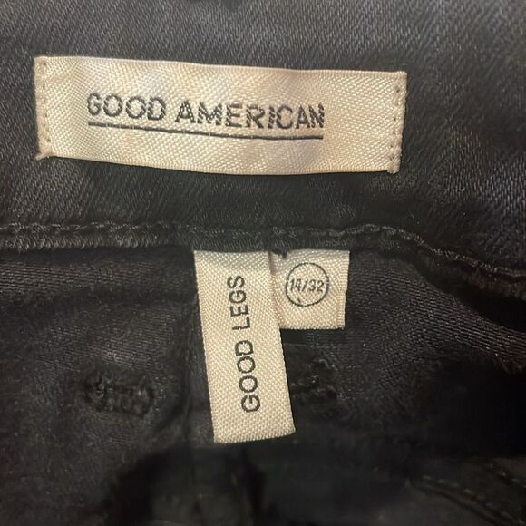 Good American- “Good Legs” Black Distressed Stars & Stripes- Size 14/32 - Picture 3 of 11